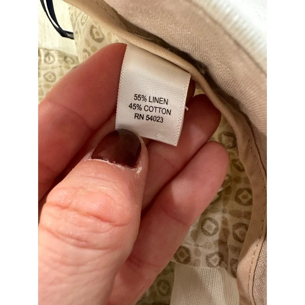 Banana Republic Kentfield Pant Cream Linen Cotton‎ Blend Straight Leg 36x32